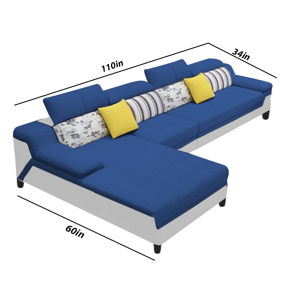 Casaliving Mallkisi 6 Seater L Shape Sofa Set For Living Room Blue