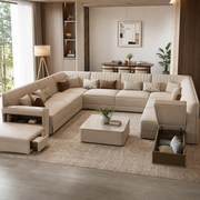 Urban Modern 9 Seater U Shaped Sofa Set: Spacious Comfort with Smart Storage | Casaliving