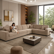 Mentor LHS 8-Seater L Shape Sofa Set: A Spacious and Modern Choice for Large Living Rooms | Casaliving