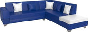Rio 6 Seater L Shape Sofa for Living Room | Color -Blue Leatherette | Right Side Sofa