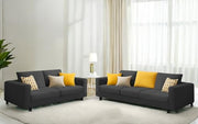 Minta 3+2 Seater Sofa Set for Living Room (Black Colour Fabric) Premium Fabric Sofa
