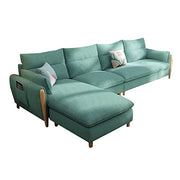 Hudson LHS 5 Seater L Shape Sofa Set for Living Room (Light Green Fabric)