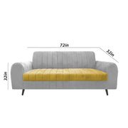 Brenti 3 Seater Sofa Set for Living Room (Cream Black Colour Fabric) Premium Fabric Sofa