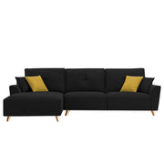 Antonio LHS 4 Seater L Shape Sofa Set for Living Room (Black Premium Fabric)