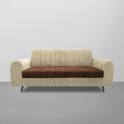 Brenti 3 Seater Sofa Set for Living Room (Cream Black Colour Fabric) Premium Fabric Sofa