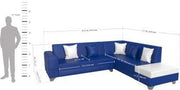 Rio 6 Seater L Shape Sofa for Living Room | Color -Blue Leatherette | Right Side Sofa