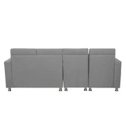 Emma RHS 6 Seater L Shape Sofa Set for Living Room (Maroon Grey Fabric)
