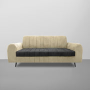 Brenti 3 Seater Sofa Set for Living Room (Cream Black Colour Fabric) Premium Fabric Sofa