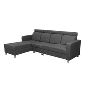 Emma RHS 6 Seater L Shape Sofa Set for Living Room (Black Fabric)