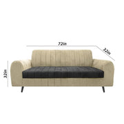 Brenti 3 Seater Sofa Set for Living Room (Cream Black Colour Fabric) Premium Fabric Sofa