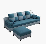 Francis 3 Seater with Ottman Sofa Set for Living Room (Blue Grey Fabric) Premium Fabric Sofa