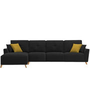 Antonio LHS 6 Seater L Shape Sofa Set for Living Room (Black Premium Fabric)