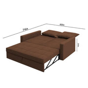 Treshta 2 Seater Pull-Out Premium Fabric Sofa Cum Bed Sofa Set for Living Room (Blue Fabric Color) Premium Fabric Sofa Set for Living Room