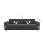 Ivary 3 Seater Sofa Set for Living Room (Black Colour) Premium Fabric Sofa