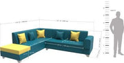 Rio 6 Seater L Shape Sofa for Living Room | Right Side Sofa (Brown-Green)