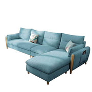 Hudson RHS 5 Seater L Shape Sofa Set for Living Room (Blue Fabric)