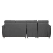 Emma RHS 6 Seater L Shape Sofa Set for Living Room (Black Fabric)