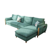 Hudson RHS 5 Seater L Shape Sofa Set for Living Room (Light Green Fabric)