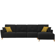 Antonio RHS 6 Seater L Shape Sofa Set for Living Room (Black Premium Fabric)
