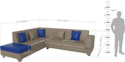 Rio 6 Seater L Shape Sofa for Living Room | Right Side Sofa (Brown-Green)