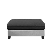 Amberlin 4 Seater Interchangeable L Shape Sofa with Ottoman for Living Room (Black Grey)