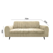 Brenti 3 Seater Sofa Set for Living Room (Cream Black Colour Fabric) Premium Fabric Sofa