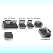 Casaliving Yamir Modern U-Shaped Sectional Sofa Set with Storage, 9 Seater, Sofa Couch with 4 Puffy for Hall Guest Room (Blue & Grey) Premium Fabric Sofa Set