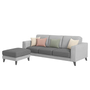 Grayon 3 Seater L Shape Convertible Sofa Set for Living Room, 3 Seater & Ottoman Modular Sectional Couch for Small Space (Grey Dark Grey Colour) Fabric