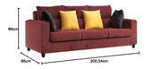 Hazer 3 Seater L Shape Sofa Set for Living Room (Maroon Fabric) Left Side