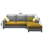 Rihan 4 Seater L Shape Sofa Set with Ottoman for Living Room (Yellow Grey Fabric) Right Side Sofa