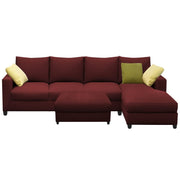 Rihan 8 Seater L Shape Sofa Set with Ottoman for Living Room (Maroon Fabric) Right Side Sofa