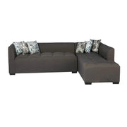 Rogelio 6 Seater RHS L Shape Sofa Set for Living Room (Dark Grey Fabric)