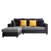 Hazer 4 Seater L Shape Sofa Set for Living Room (Grey Black Fabric) Left Side