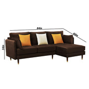 Croosen RHS 4 Seater L Shape Sofa Set for Living Room (Brown Colour) Premium Velvet Fabric