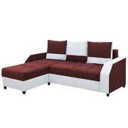 Severny 4 Seater L Shape Sofa Set for Living Room (Maroon Grey Fabric) Left Side