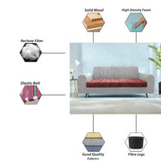 Brenti 3 Seater Sofa Set for Living Room (Cream Black Colour Fabric) Premium Fabric Sofa