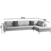Romeio LHS 6 Seater L Shape Sofa Set for Living Room (Cream Fabric)