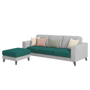 Grayon 3 Seater L Shape Convertible Sofa Set for Living Room, 3 Seater & Ottoman Modular Sectional Couch for Small Space (Grey Dark Grey Colour) Fabric