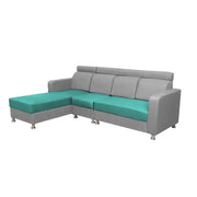 Emma RHS 6 Seater L Shape Sofa Set for Living Room (Turquise Grey Fabric)