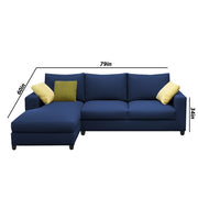 Rihan 4 Seater L Shape Sofa Set Living Room (Blue Fabric) Left Side Sofa