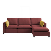 Amberlin 4 Seater Interchangeable L Shape Sofa with Ottoman for Living Room (Maroon)