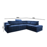 Elldona RHS 6 Seater Corner L Shape Sofa Set for Living Room (Blue) Premium Fabric Sofa