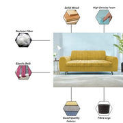 Brenti 3 Seater Sofa Set for Living Room (Cream Black Colour Fabric) Premium Fabric Sofa