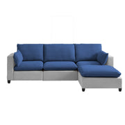 Amberlin 4 Seater Interchangeable L Shape Sofa with Ottoman for Living Room (Blue Grey)
