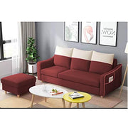 Alyona 3 Seater Sofa with Puffy for Living Room (Black Cream Fabric)