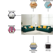 Minta 3+2 Seater Sofa Set for Living Room (Black Colour Fabric) Premium Fabric Sofa