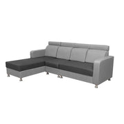 Emma RHS 6 Seater L Shape Sofa Set for Living Room (Black Grey Fabric)