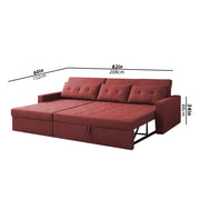 Casaliving Treshta 4 Seater LHS L - Shape Pull-Out Sofa Cum Bed with Storage Sofa for Living Room (Brown Fabric Color) Premium Fabric Sofa Set for Living Room Sofa Cum Bed