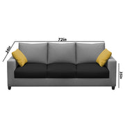 Rihan 3 Seater Sofa Set Living Room (Black Grey Fabric)