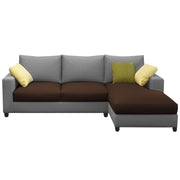 Rihan 4 Seater L Shape Sofa Set Living Room (Brown Grey Fabric) Right Side Sofa